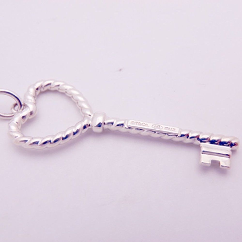Tiffany Sterling Silver Heart Key Charm Pendant